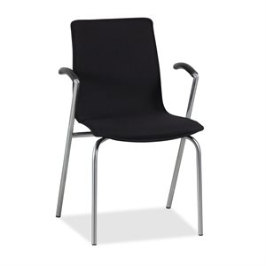 Konferencestol. FourDesign. G2. Sort polster. Børstet stål. Armlæn.