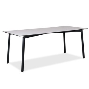 Kantinebord. Hvid kompakt laminat. Sort stel. 180x80 cm.