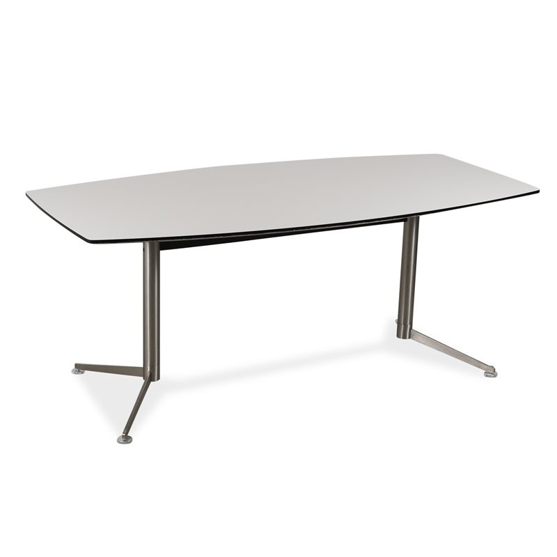 Konferencebord. Paustian. Spinal. Hvid laminat. Sort kant. 180x90.