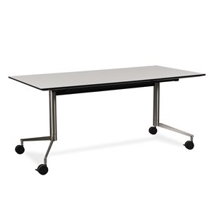 Flip-top bord. Paustian. Spinal. Hvid laminat. Børstet stål. 160x80 cm.