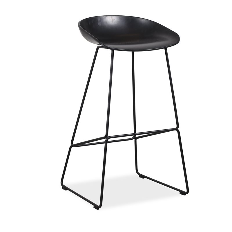 Barstol. HAY. AAS38. Sort sæde. Sort stel. H: 75 cm.