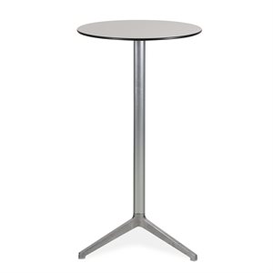 Cafebord. Pedrali. Hvid laminat. Sort kant. Poleret aluminiumsstel. H: 110 cm.