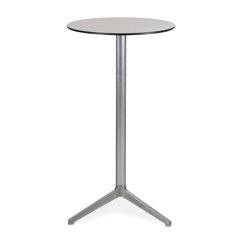 Cafebord. Pedrali. Hvid laminat. Sort kant. Poleret aluminiumsstel. H: 110 cm.