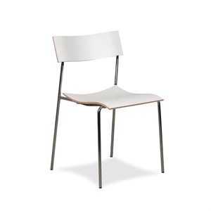 Kantinestol. Lamhults. Campus. Hvid laminat. Krom stel.