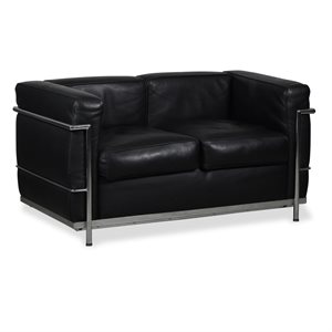 Loungesofa. Sort læder. Krom stel. 