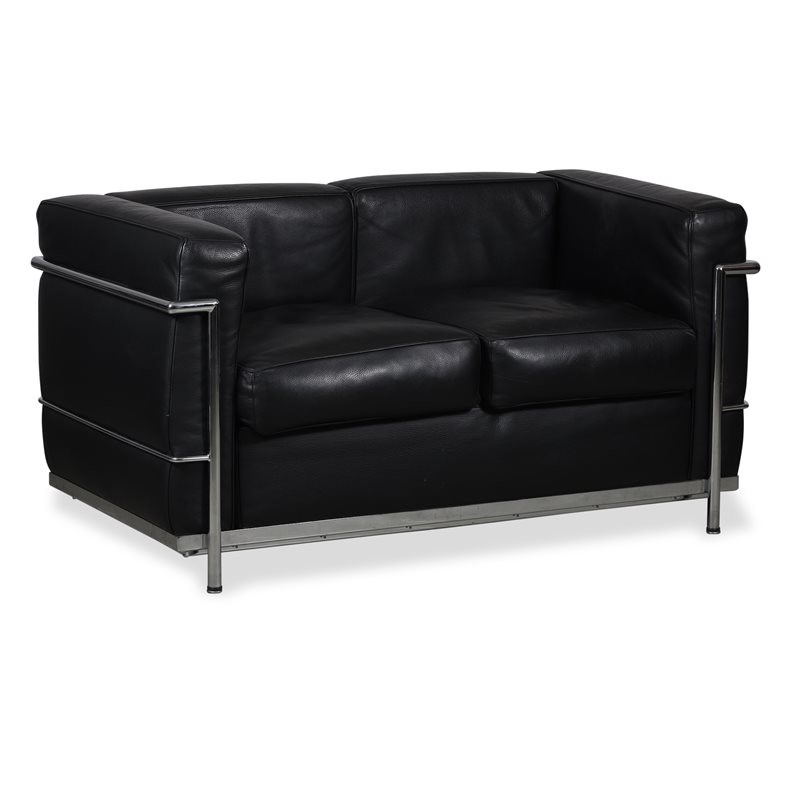 Loungesofa. Sort læder. Krom stel. 