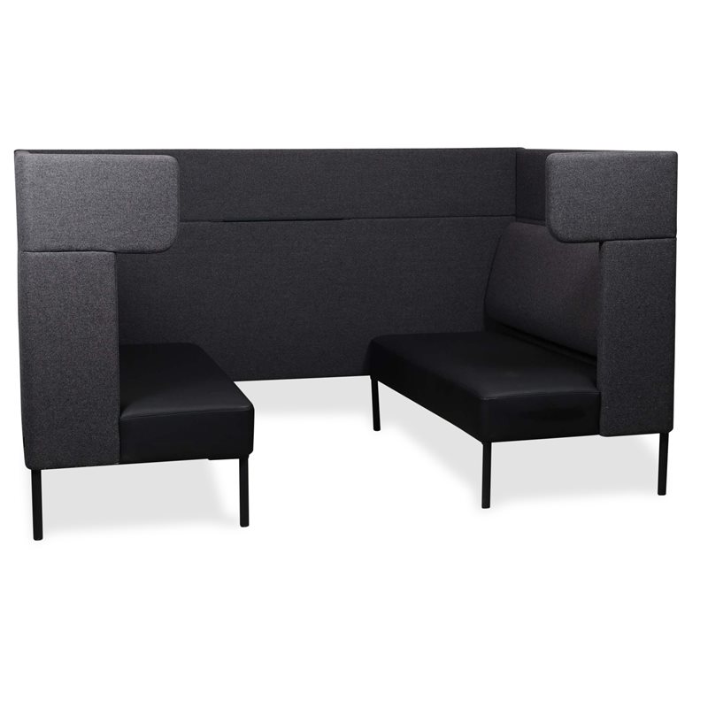 Kupésofa. FourDesign. FourUs Booth. Mørkgråt uld. Kunstlæder.