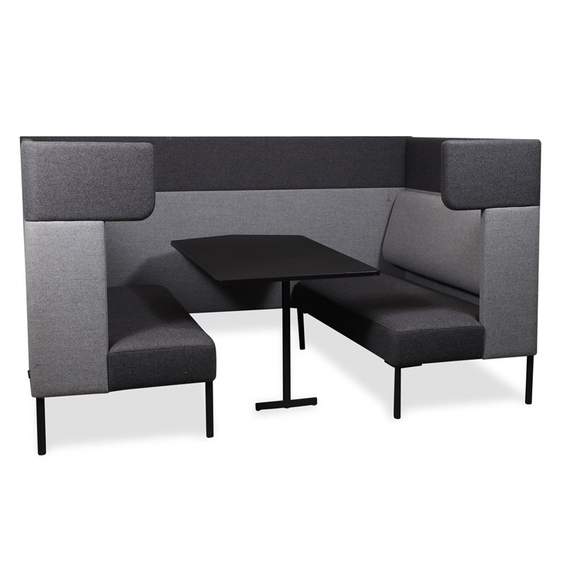 Kupésofa. FourDesign. FourUs Booth. Mørkgråt uld. Bord.