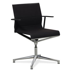 Konferencestol. ICF. Sort polster. Armlæn. Swivel.