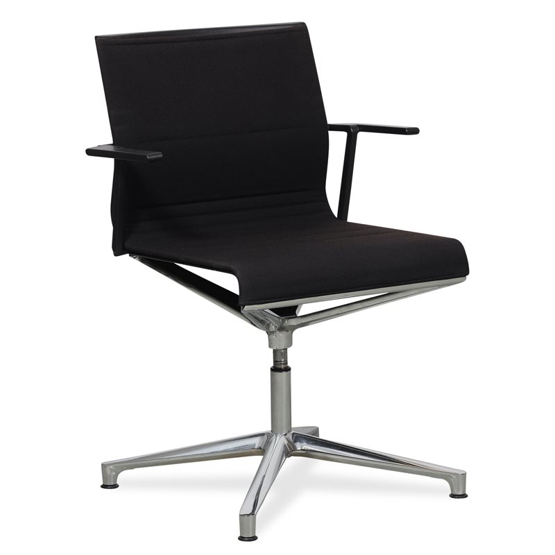 Konferencestol. ICF. Sort polster. Armlæn. Swivel.