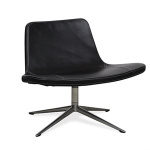 Loungestol. HAY. RAY. Sort læder. Hvide syninger.