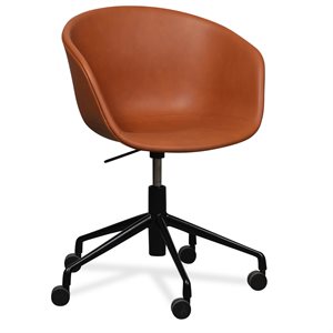 Kontorstol. HAY. AAC53. Nyt cognac læder. Sort stel. Swivel. Upcyclet.