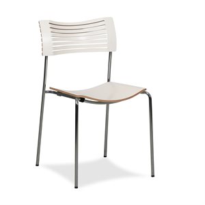 Kantinestol. Fritz hansen. Runner. Hvid laminat. Krydsfinér kant. Krom stel.