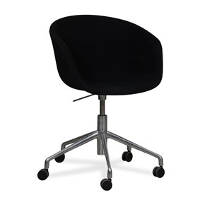 Kontorstol. HAY. AAC53. Sort polster. Poleret aluminium. 