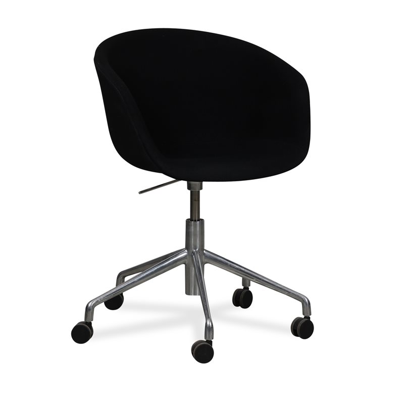 Kontorstol. HAY. AAC53. Sort polster. Poleret aluminium. 