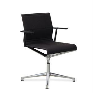 Konferencestol. ICF. Sort polster. Armlæn. Returdrej.