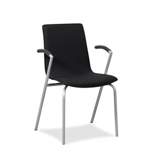 Konferencestol. FourDesign. G2. Sort polster. Armlæn. Gråt stel. 