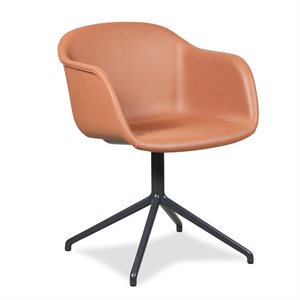 Konferencestol. Muuto. Fiber Chair. Cognac læder. Swivel stel.