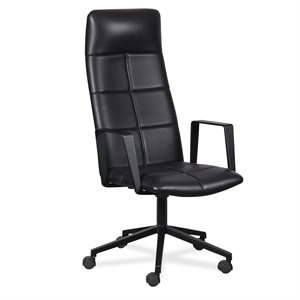 Konferencestol. Lammhults. Archal. Sort læder. Armlæn.