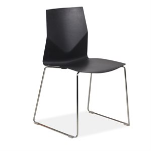 Konferencestol. FourDesign. Sort plast. Krom meder.