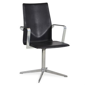 Konferencestol. FourDesign 4-Cast XL. Sort læder. Returdrej. 