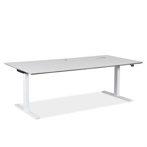 Hæve sænke bord. Hvid laminat. Hvidt stel. 180 x 90 cm