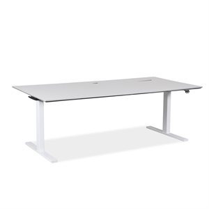 Hæve sænke bord. Hvid laminat. Hvidt stel. 180 x 80 cm