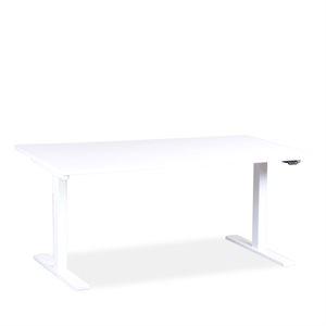 Hæve sænke bord. Hvid laminat. Hvidt Stel. 120 x 80 cm.