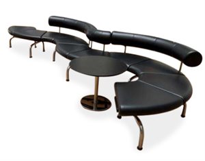 Loungesofa. Erik Jørgensen. Pipe-line. Sort læder. Slange.